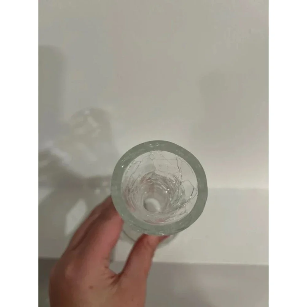 Crackle Glass Small Stem Bud Vase